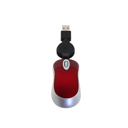 Mini Computer Mouse Retractable USB Cable Optical Ergonomic1600 DPI Portable Small Mice for Laptop(Red)-garmade.com