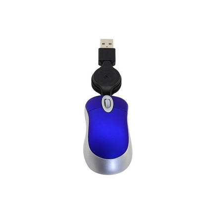 Mini Computer Mouse Retractable USB Cable Optical Ergonomic1600 DPI Portable Small Mice for Laptop(Blue)-garmade.com