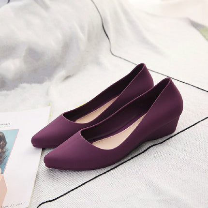 Shallow Mouth Square Head Single Shoes, Size:39(Purple)-garmade.com