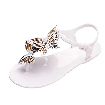 Peep Toe Jelly Butterfly Flip Flops Summer, Shoe Size:40(White)-garmade.com