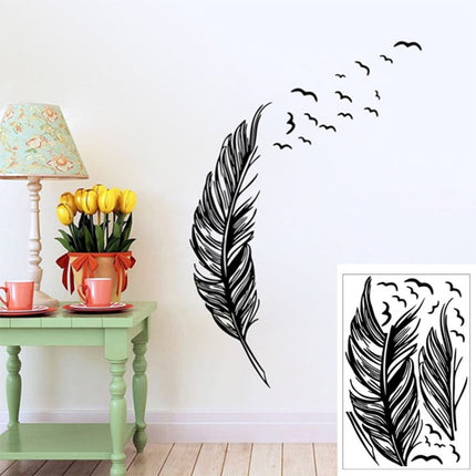 PVC Feather Creative Home Bedroom Sofa Background Wall Sticker(Left)-garmade.com