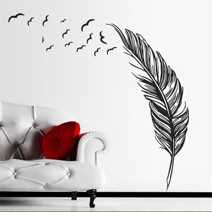 PVC Feather Creative Home Bedroom Sofa Background Wall Sticker(Right)-garmade.com