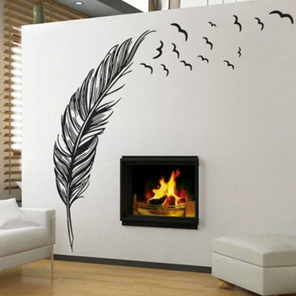 PVC Feather Creative Home Bedroom Sofa Background Wall Sticker(Right)-garmade.com