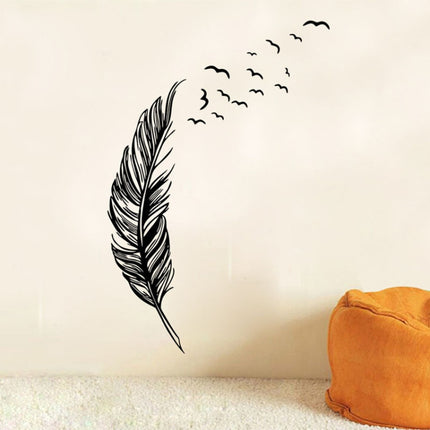 PVC Feather Creative Home Bedroom Sofa Background Wall Sticker(Right)-garmade.com