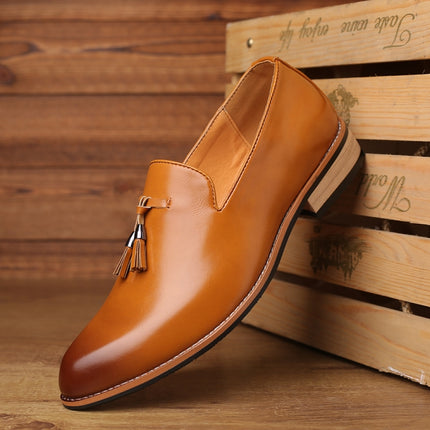 Pointed British Men Dress Shoes Soft Rubber Sole Shoes Wedding Shoes, Size:38(Yellow)-garmade.com