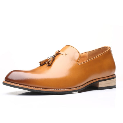 Pointed British Men Dress Shoes Soft Rubber Sole Shoes Wedding Shoes, Size:39(Yellow)-garmade.com