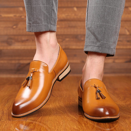 Pointed British Men Dress Shoes Soft Rubber Sole Shoes Wedding Shoes, Size:39(Yellow)-garmade.com
