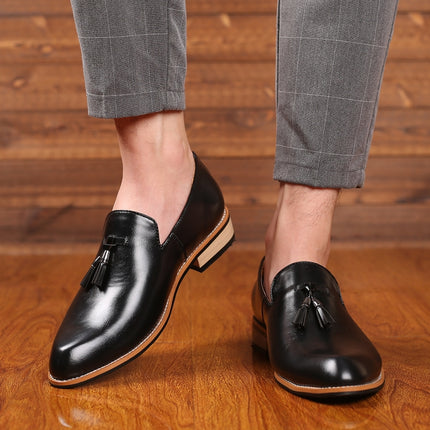 Pointed British Men Dress Shoes Soft Rubber Sole Shoes Wedding Shoes, Size:39(Black)-garmade.com