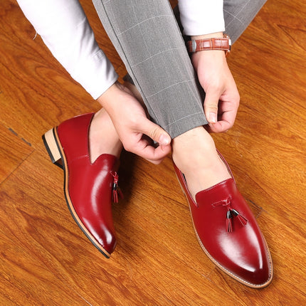 Pointed British Men Dress Shoes Soft Rubber Sole Shoes Wedding Shoes, Size:39(Brown)-garmade.com