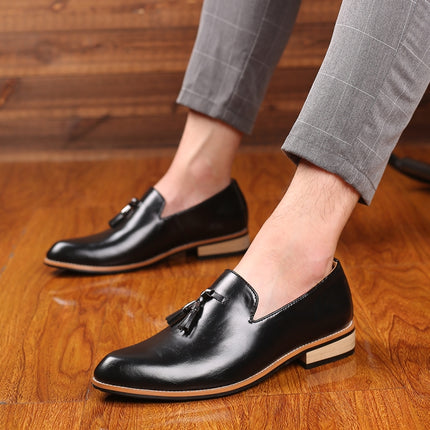 Pointed British Men Dress Shoes Soft Rubber Sole Shoes Wedding Shoes, Size:45(Black)-garmade.com