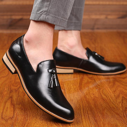 Pointed British Men Dress Shoes Soft Rubber Sole Shoes Wedding Shoes, Size:45(Black)-garmade.com