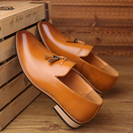 Pointed British Men Dress Shoes Soft Rubber Sole Shoes Wedding Shoes, Size:46(Yellow)-garmade.com