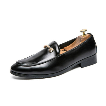 Pointed Set Men Leather Shoes, Size:47(Leather Surface Black)-garmade.com