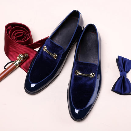 Pointed Set Men Leather Shoes, Size:47(Blue)-garmade.com