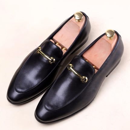 Pointed Set Men Leather Shoes, Size:48(Leather Surface Black)-garmade.com
