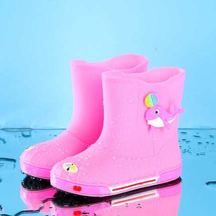 Children Non-Slip Plus Velvet Warm Cartoon Short Rain Boots, Size:Inner Length 20cm, Style:Without Cotton Cover(Pink)-garmade.com