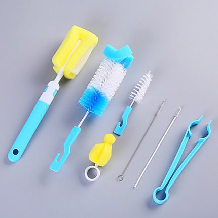 7PCS/Set Bottle Sponge Cleaning Brush Tools Straw Brush Set(Blue)-garmade.com