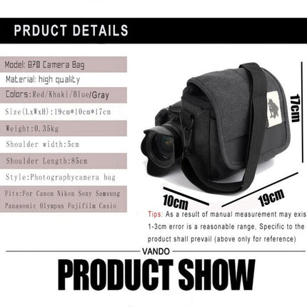 Universal DSLR Camera Shoulder Bag Canvas Photo Handbag, External size: 19 x 17 x 10mm(Black)-garmade.com