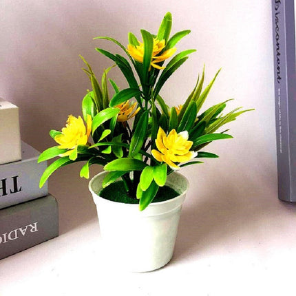 10 Pots Fake Potted Plant Simulation Bonsai Tabletop Decoration(Yellow)-garmade.com