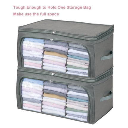 Non-woven Bamboo Charcoal Visible Upper Side Double Open Collapsible Storage Box-garmade.com