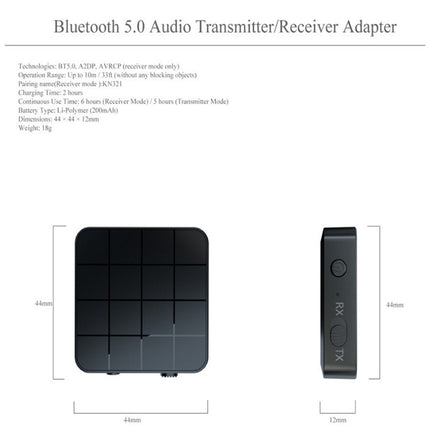 KN321 2 in 1 Bluetooth 5.0 Adapter Bluetooth Receiver Transmitter-garmade.com
