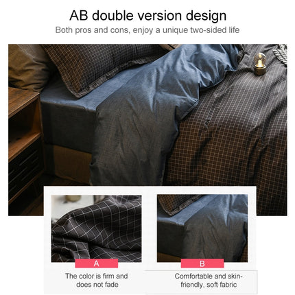 Bedding Set Solid Plaid Side Bed Comforter Duvet Cover Sheet Set, Size:168*229cm(1x Pillowcase,1xQuilt）(Black)-garmade.com