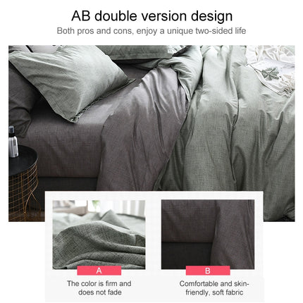 Bedding Set Solid Plaid Side Bed Comforter Duvet Cover Sheet Set, Size:200*230cm(2x Pillowcase,1x Quilt）(Green)-garmade.com