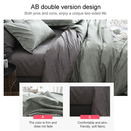 Bedding Set Solid Plaid Side Bed Comforter Duvet Cover Sheet Set, Size:180*210cm(2x Pillowcase,1x Quilt）(Green)-garmade.com