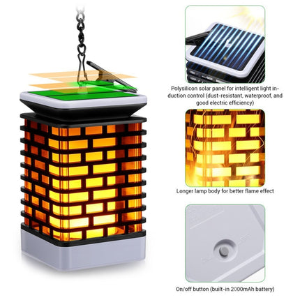 LED Solar Induction Landscape Light Flame Lamp Outdoor Waterproof Garden Lantern(Yellow)-garmade.com