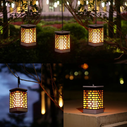 LED Solar Induction Landscape Light Flame Lamp Outdoor Waterproof Garden Lantern(Yellow)-garmade.com