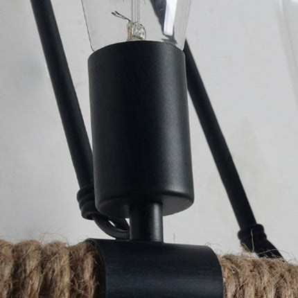 E27 LED Industrial Style Retro Hemp Rope Wrought Iron Wall Lamp, Power source: Edison Tungsten Wire 40W( Black )-garmade.com