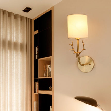 Single Head Corridor Aisle Personality Creative Copper Antler Wall Lamp, Power source: Warm Light 5W-garmade.com