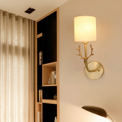 Single Head Corridor Aisle Personality Creative Copper Antler Wall Lamp, Power source: White Light 5W-garmade.com