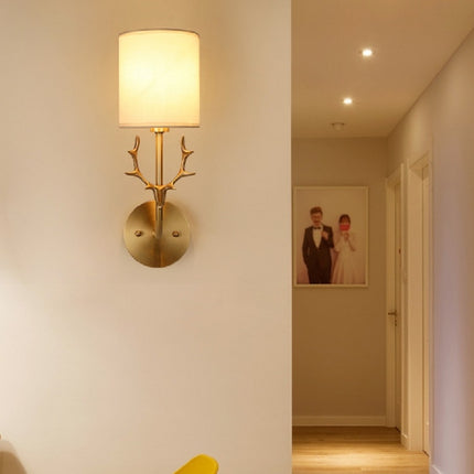 Single Head Corridor Aisle Personality Creative Copper Antler Wall Lamp, Power source: White Light 5W-garmade.com