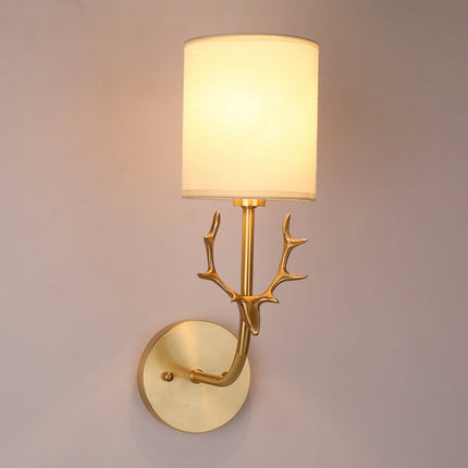 Single Head Corridor Aisle Personality Creative Copper Antler Wall Lamp, Power source: White Light 5W-garmade.com