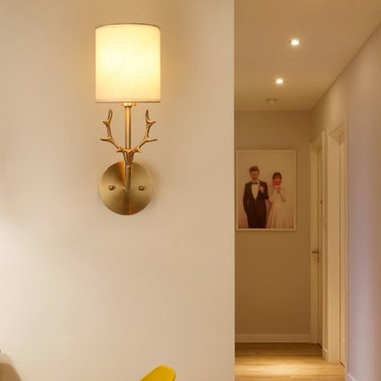 Single Head Corridor Aisle Personality Creative Copper Antler Wall Lamp, Power source: Three Color 5W-garmade.com