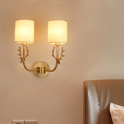 Double Heads Corridor Aisle Personality Creative Copper Antler Wall Lamp, Power source: Warm Light 5W-garmade.com