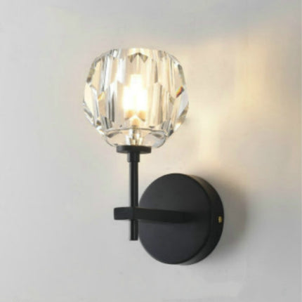 Wall Lamp Villa Hotel Wall Lamp Bedroom Bedside Crystal Wall Lamp, Power source: Without light source(Single Head Black )-garmade.com