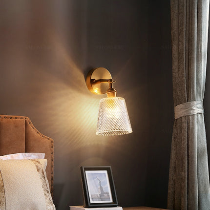 Copper Living Room Bedroom Crystal Wall Lamp All Copper Single Head( Warm Light )-garmade.com