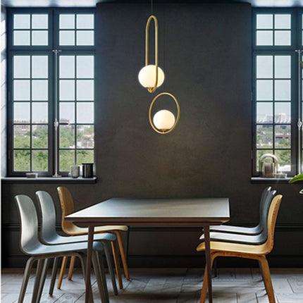 Restaurant Chandelier Single Head Creative Personality Simple Modern Copper Lamp without Light Source, Shape Style:Round A1-garmade.com