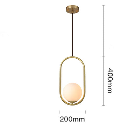 Restaurant Chandelier Single Head Creative Personality Simple Modern Copper Lamp with 5W White Light, Shape Style:Oval B1-garmade.com