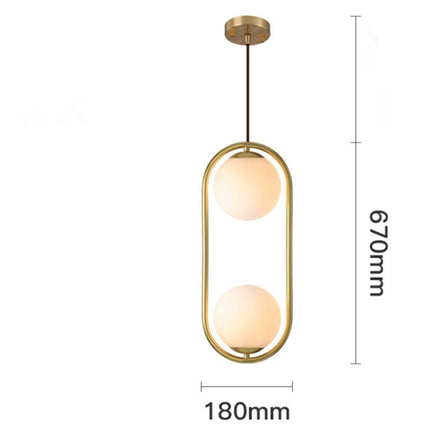Restaurant Chandelier Single Head Creative Personality Simple Modern Copper Lamp with 5W Three-Color Light, Shape Style:Oval C1-garmade.com