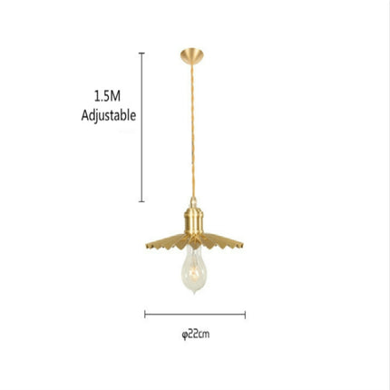 Pure Copper Single Head Vintage Nostalgic Brass Pleated Chandelier with 5W White Light LED-garmade.com