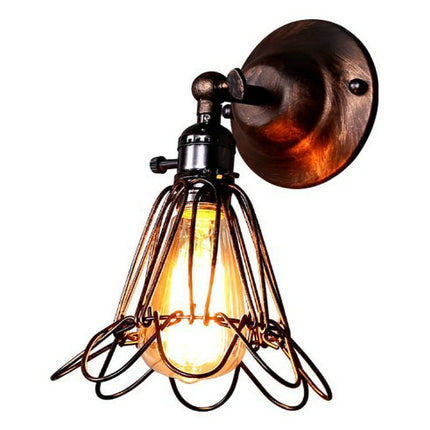 Retro Wrought Iron Bird Cage Wall Lamp without Light Bulb-garmade.com