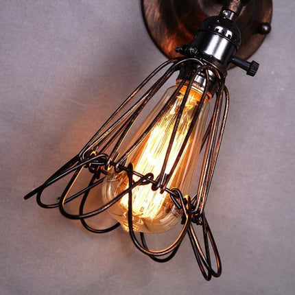 Retro Wrought Iron Bird Cage Wall Lamp with Edison 4W LED-garmade.com