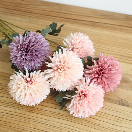 Dandelion Flower Ball Simulation Flower Home Decoration Wedding Bouquet(Milky White)-garmade.com