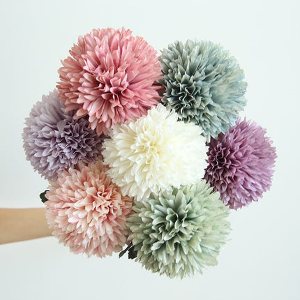 Dandelion Flower Ball Simulation Flower Home Decoration Wedding Bouquet(Milky White)-garmade.com