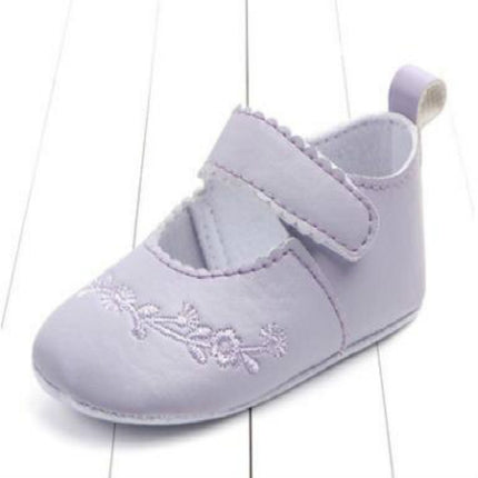 Baby Girl First Walkers PU Leather Cute Princess Crib Shoes(Light Purple)-garmade.com