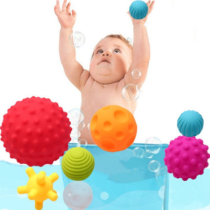 6 in 1 Baby Bath Soft Ball Rubber Educational Tub Toys-garmade.com