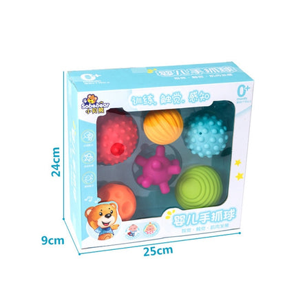 6 in 1 Baby Bath Soft Ball Rubber Educational Tub Toys-garmade.com